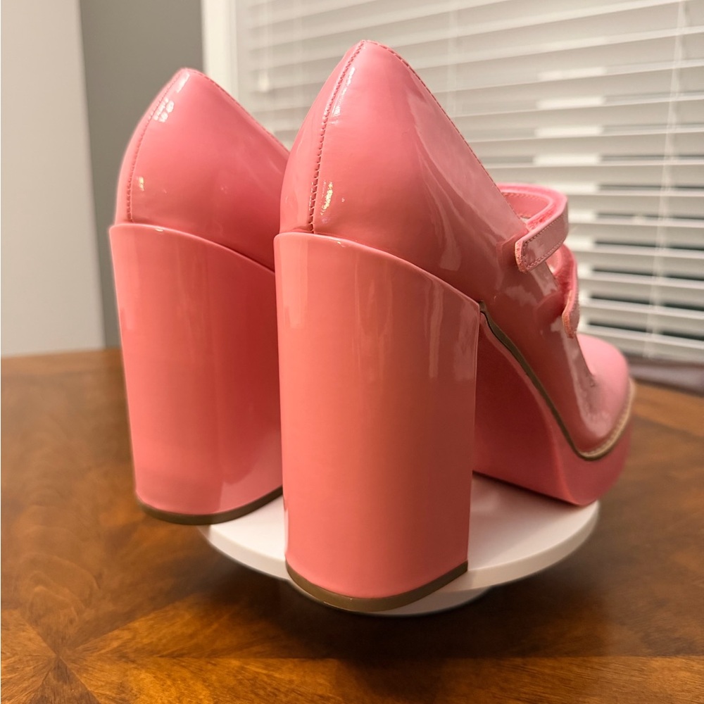 NWOT Steve Madden Pink Patent Vegan Leather Mary Jane Heels Size 9.5 - Picture 6 of 11